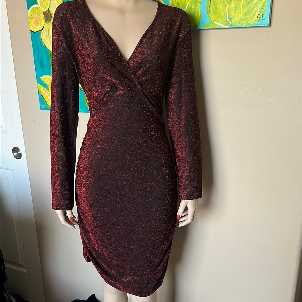 Elegant Burgundy Long Sleeve Dress